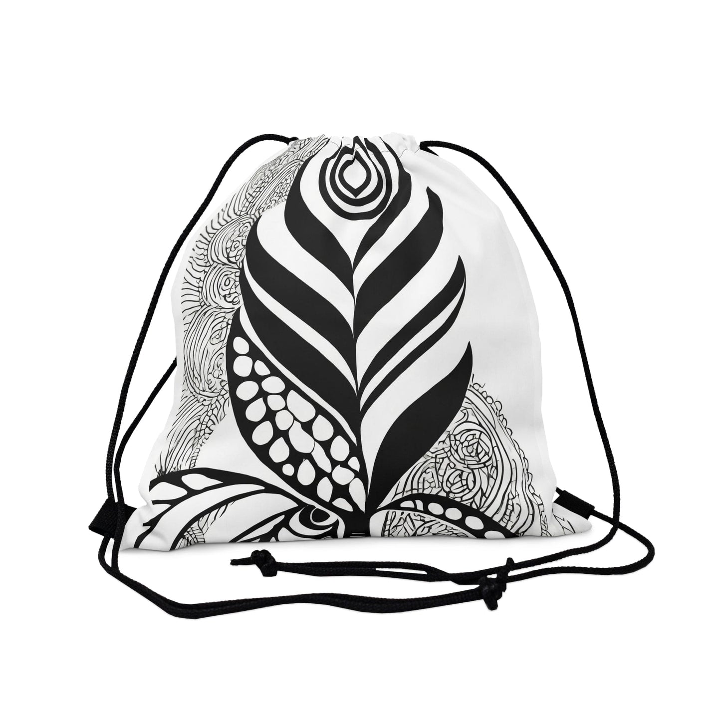 Drawstring Backsac Bag - Floral Black Line Art Print 60110