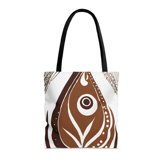 Large Tote Bag Floral Brown Line Art Print 35227