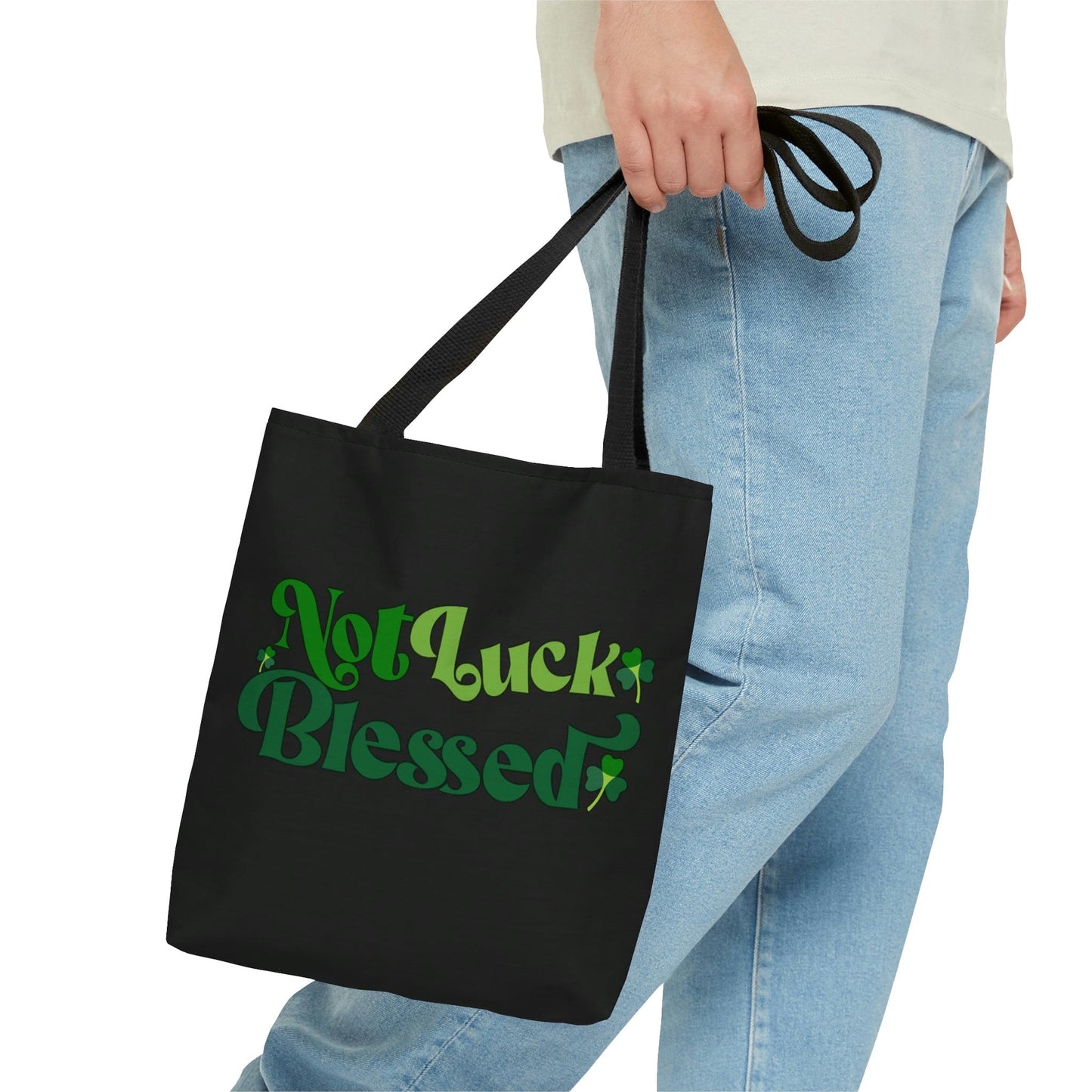 Large Tote Bag - not Luck Blessed - Word Art Inspiration