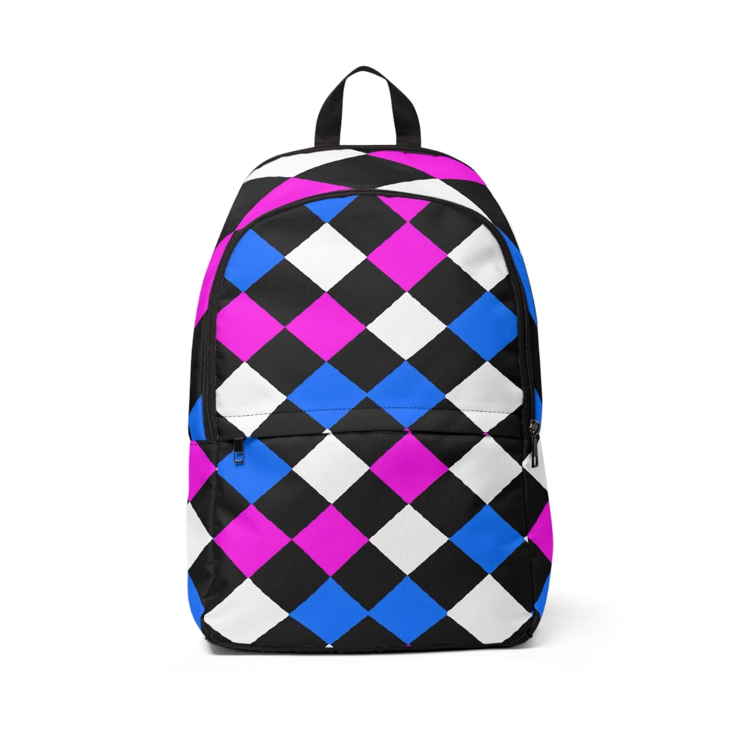 Fashion Backpack Waterproof Pink Blue Checkered Pattern