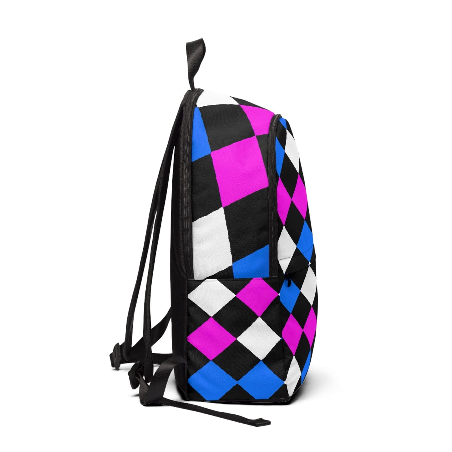 Fashion Backpack Waterproof Pink Blue Checkered Pattern